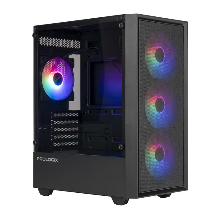  Зображення Корпус Prologix E107 Tempered Glass Black без БЖ 