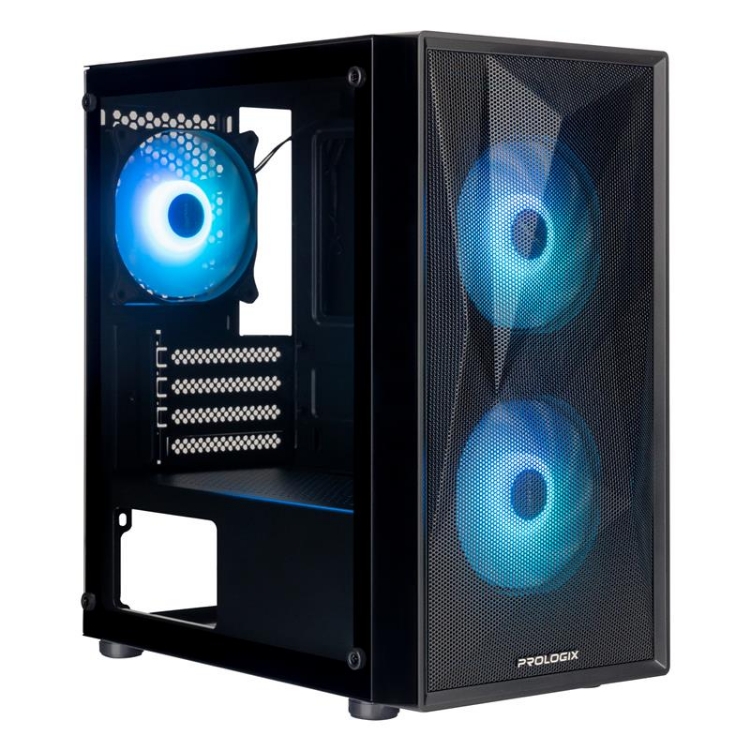  Зображення Корпус Prologix E102 Tempered Glass&Mesh Black 