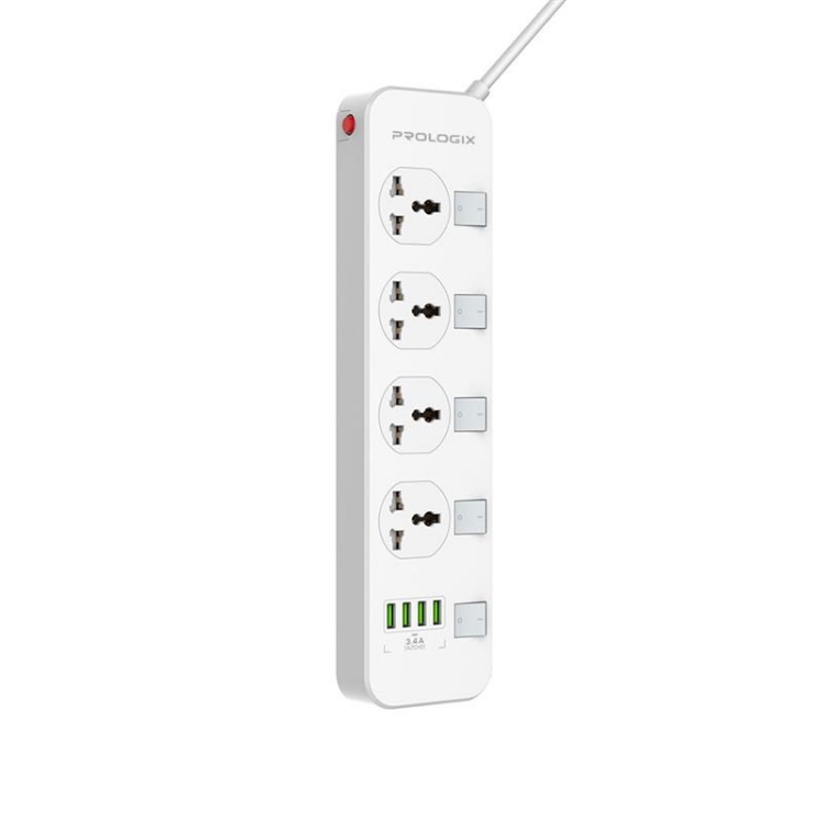  Зображення Фільтр живлення ProLogix Premium (PR-SC4408W) 4 розетки, 4 USB, 2 м, білий 