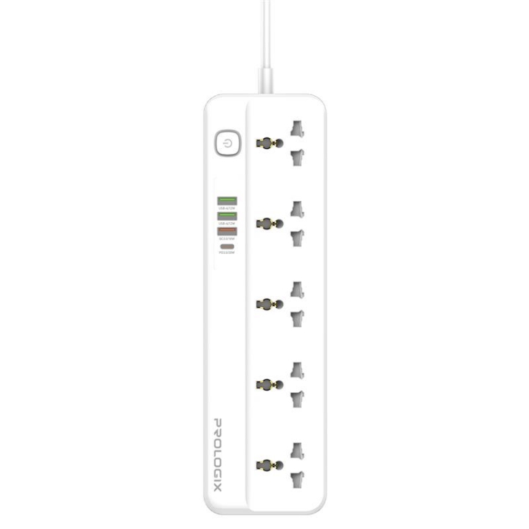  Зображення Фільтр живлення ProLogix Premium (PR-SC5415W) 5 розеток, 4 USB (1 PD +1 QC3.0 +2 AUTO ID), 2 м, білий 