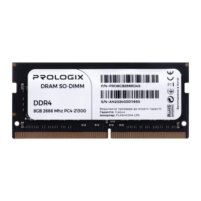  Зображення Модуль пам`ятi SO-DIMM 8GB/2666 DDR4 Prologix (PRO8GB2666D4S) 
