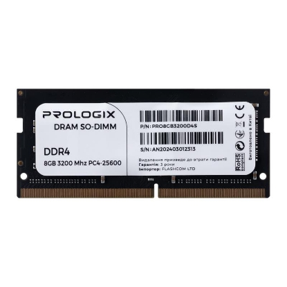  Зображення Модуль пам`ятi SO-DIMM DDR4 8GB/3200 Prologix (PRO8GB3200D4S) 