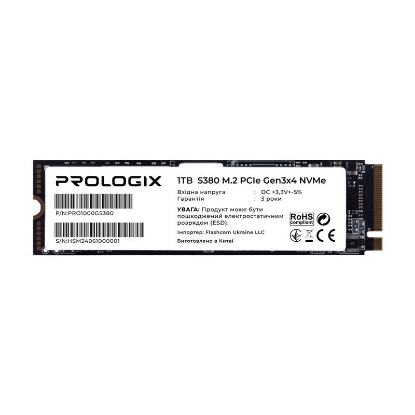  Зображення Накопичувач SSD 1TB Prologix S380 M.2 2280 PCIe 3.0 x4 NVMe TLC (PRO1000GS380) 