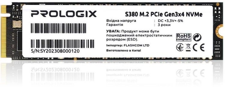  Зображення Накопичувач SSD  256GB Prologix S380 M.2 2280 PCIe 3.0 x4 NVMe 3D TLC (PRO256GS380) 