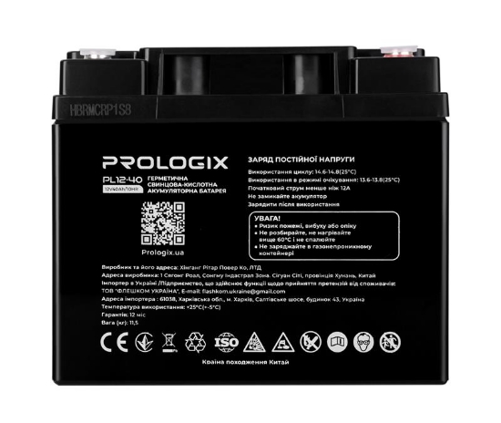  Зображення Акумуляторна батарея Prologix 12V 40AH (PL12-40) AGM 